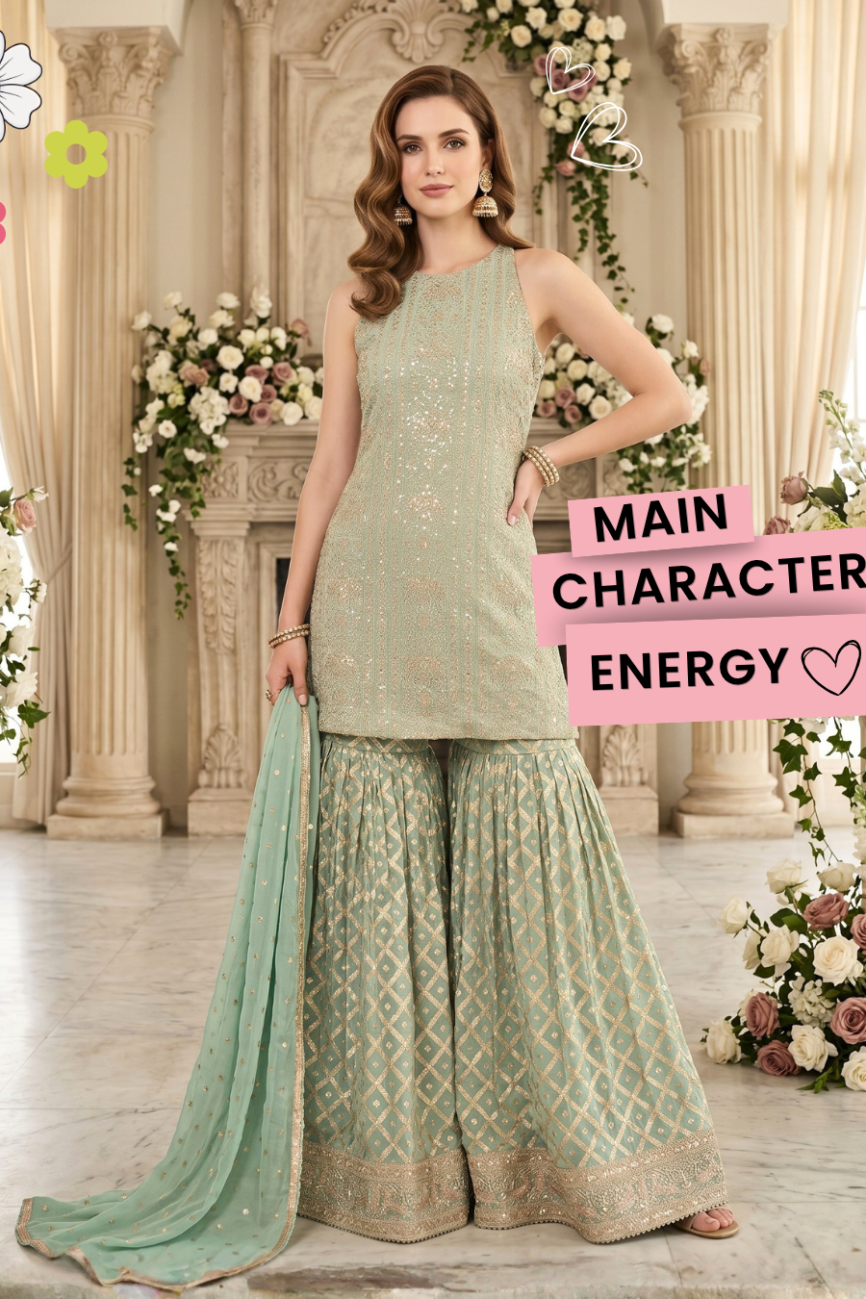Mint Éclat Sharara Set