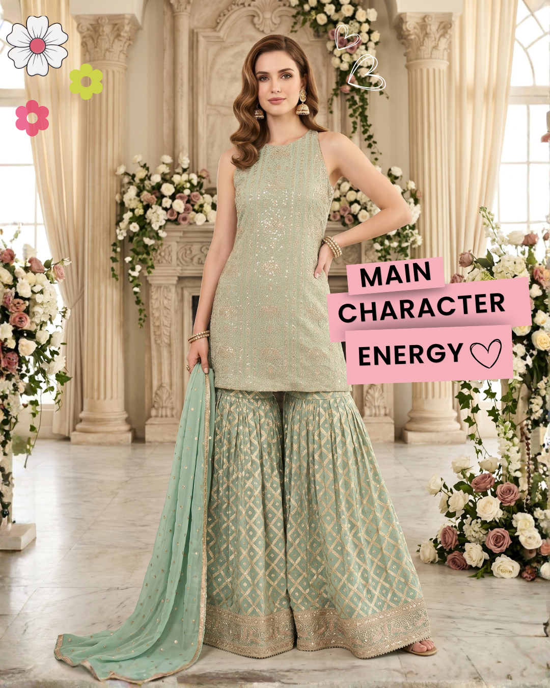 Mint Éclat Sharara Set