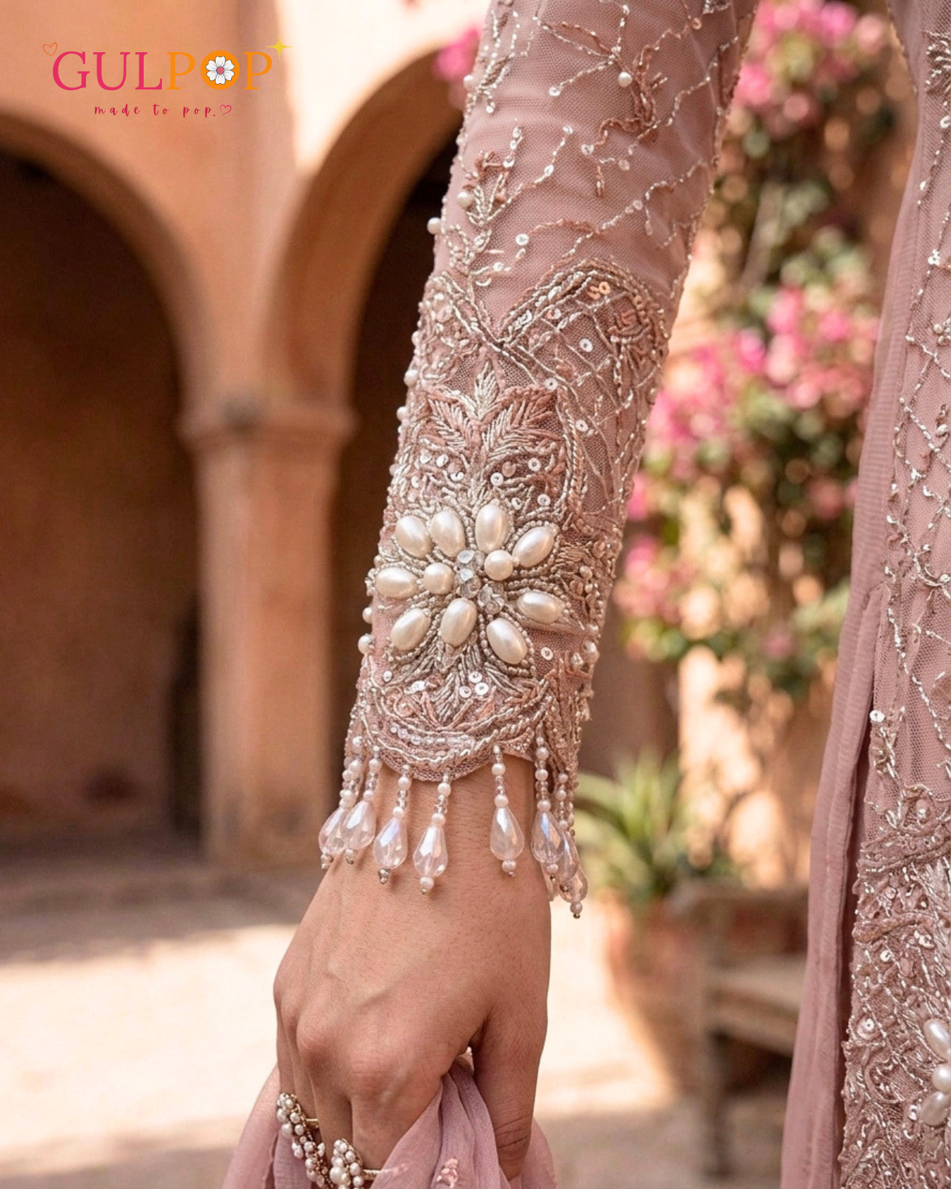 Blush Pearl Luxe Sharara Set | Premium Embellished Girls Festive Dress - Image 4
