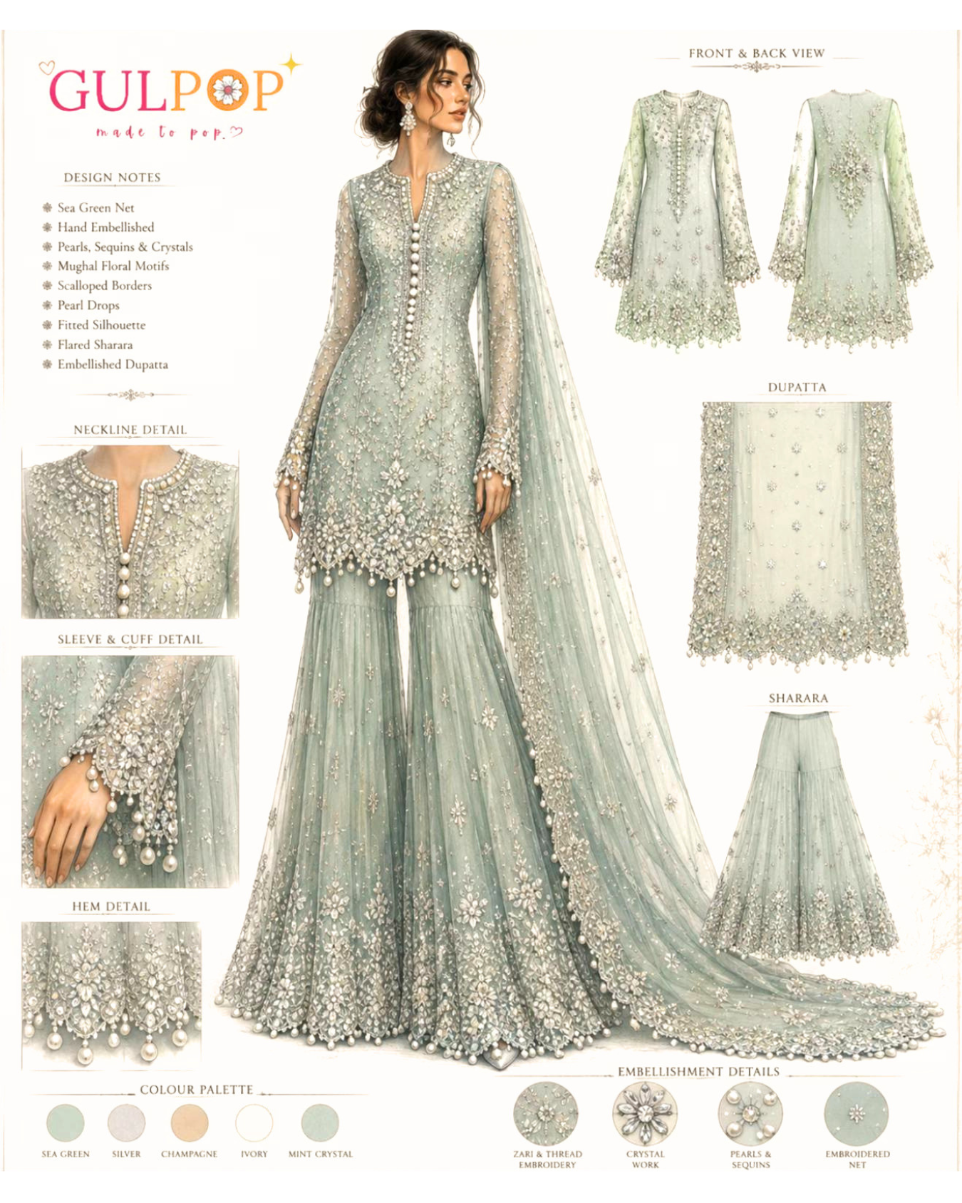 Celeste Pearl Luxury Formal Dress | Premium Embellished Girls Festive Suit - Image 4