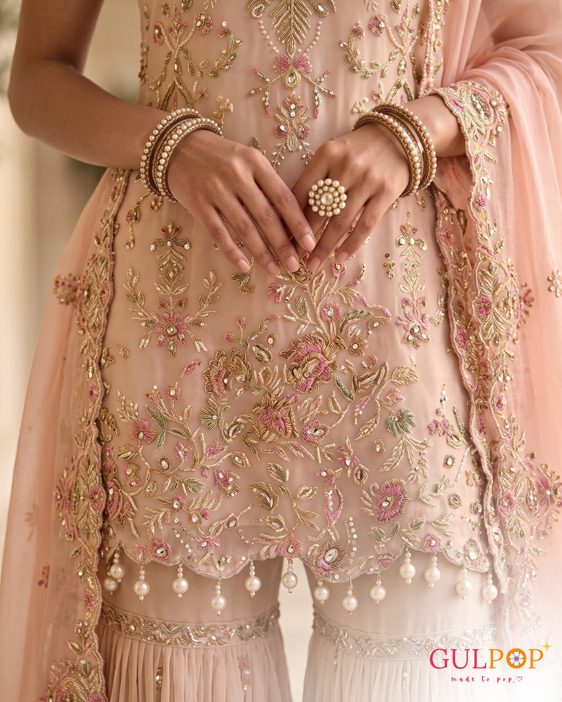 Blush Peach Sharara Set