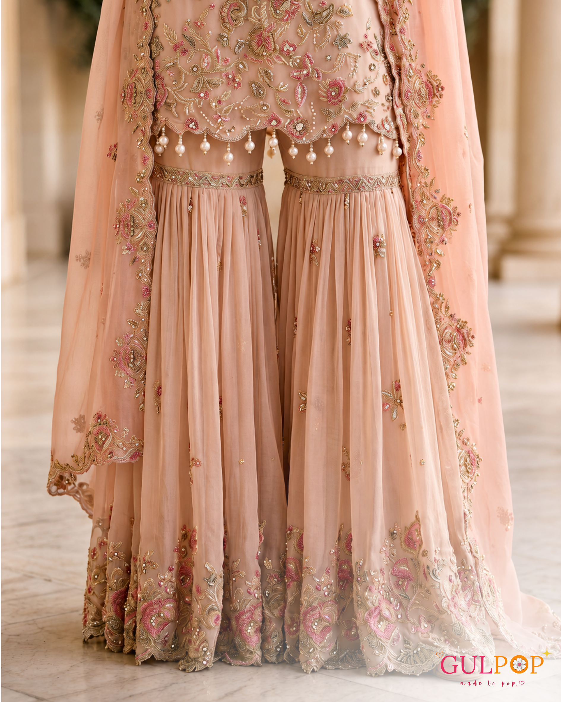 Blush Peach Sharara Set - Image 4