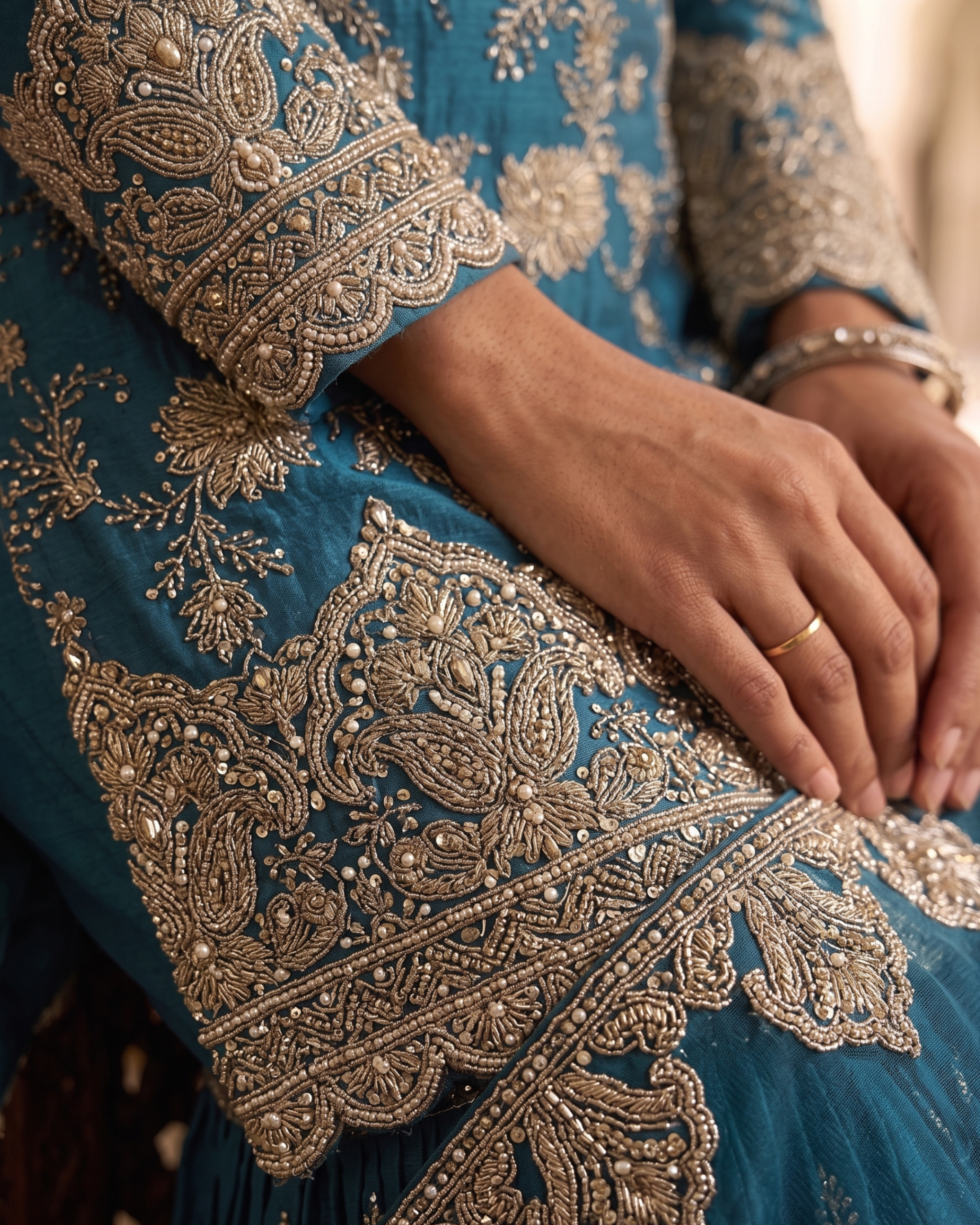 Royal Teal Embroidered Gharara Set - Image 7