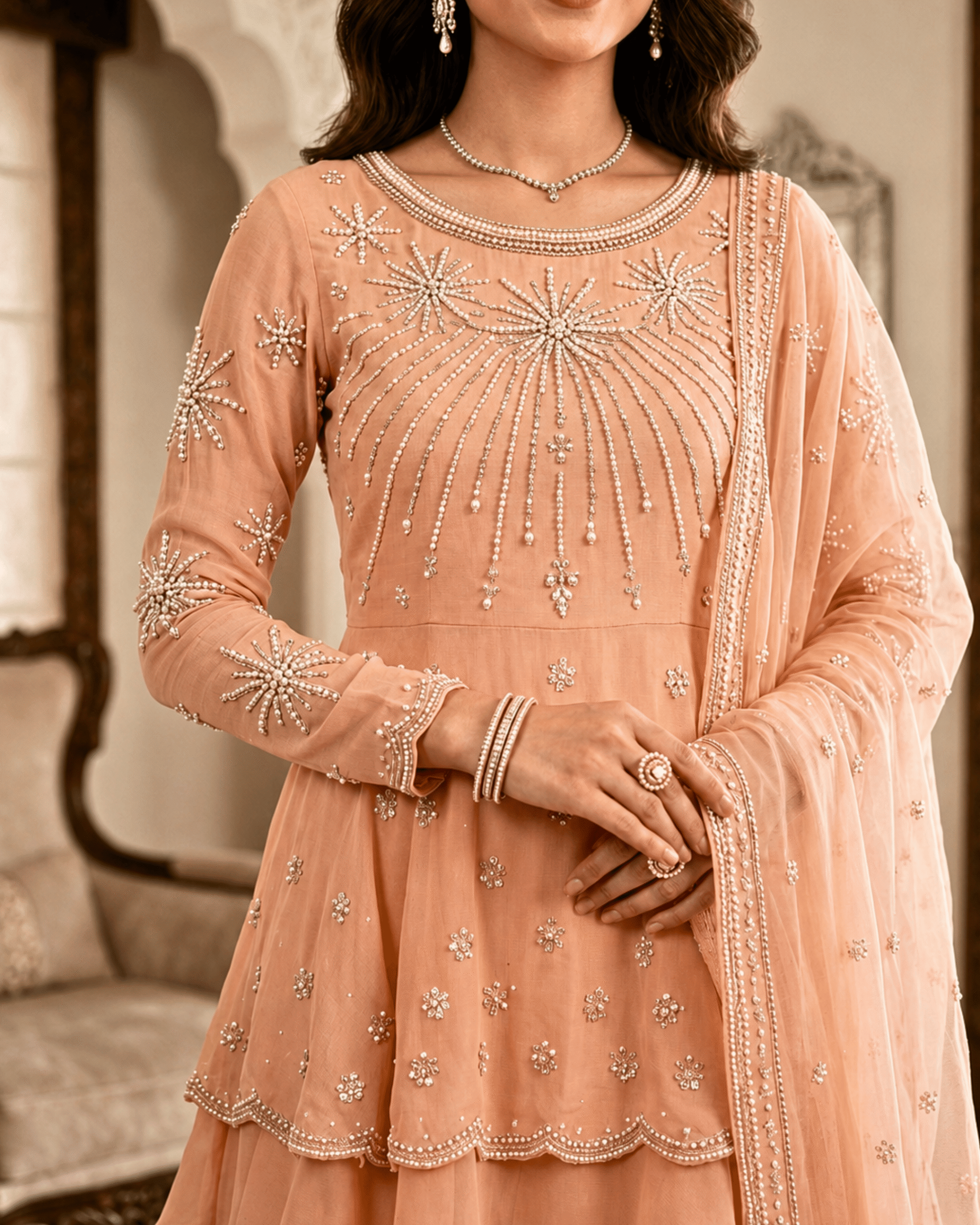 Blush Radiance Embroidered Sharara Set - Image 4