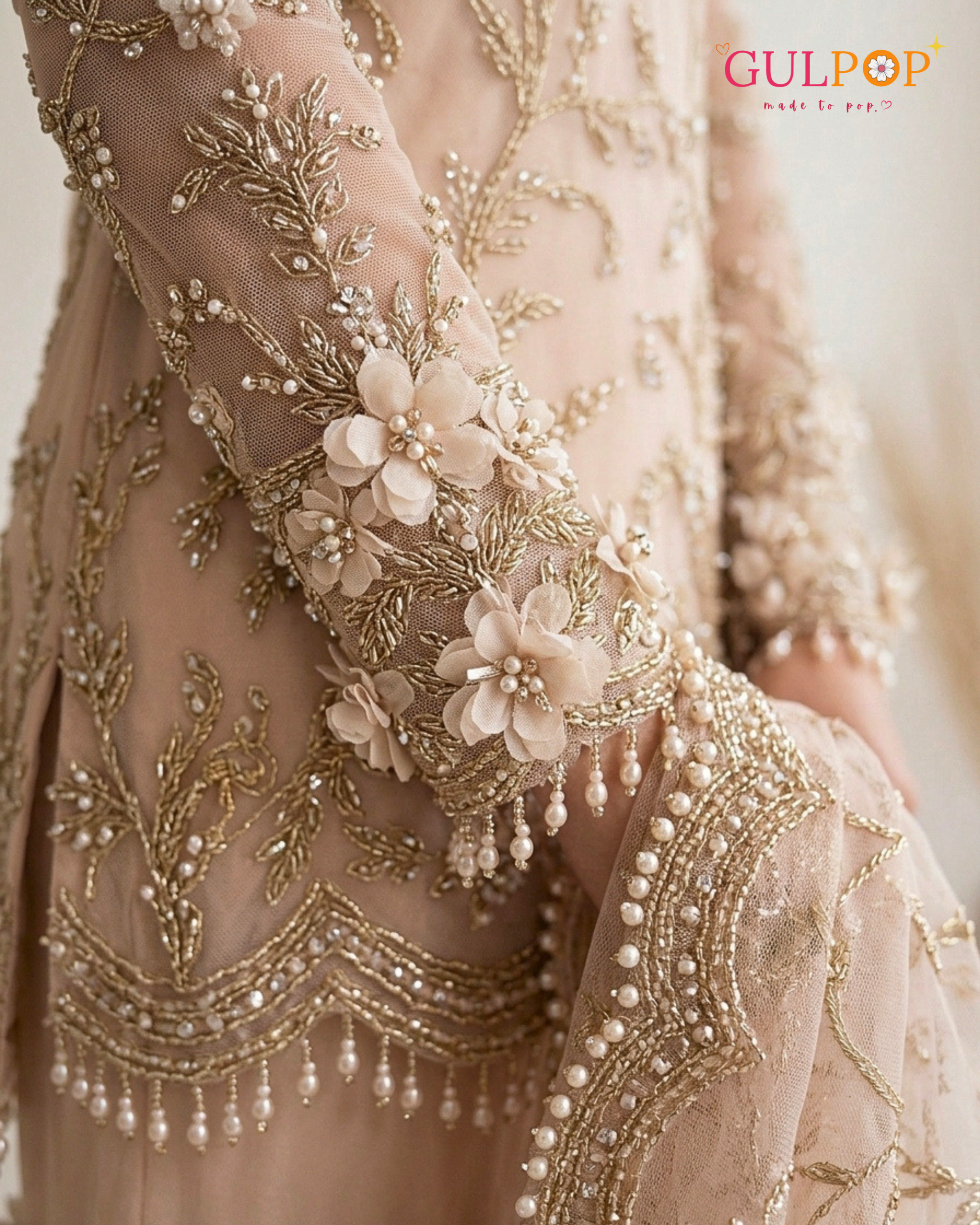 Blush Blossom Embroidered Gharara Set - Image 4