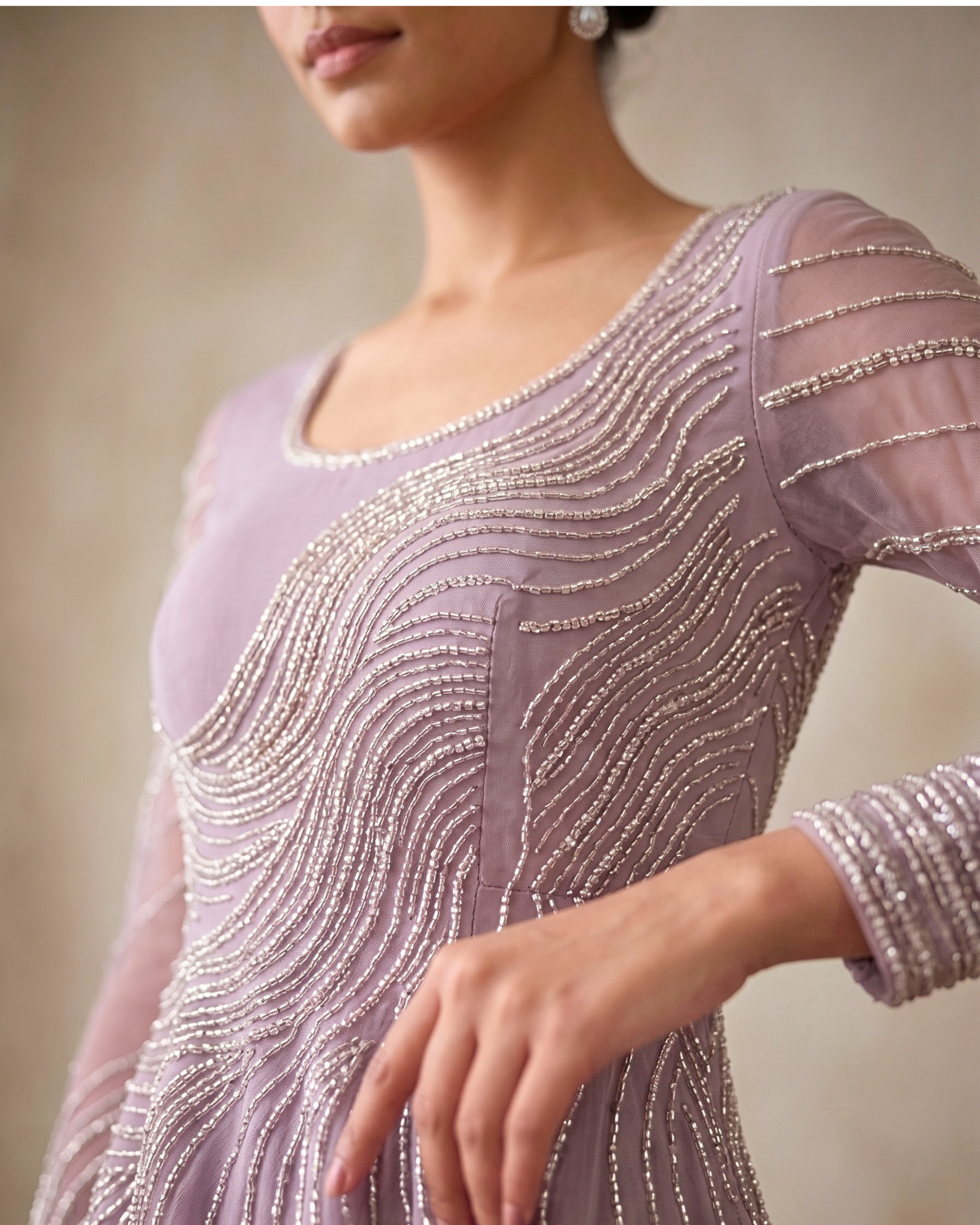 Lavender Mist Embroidered Sharara Set