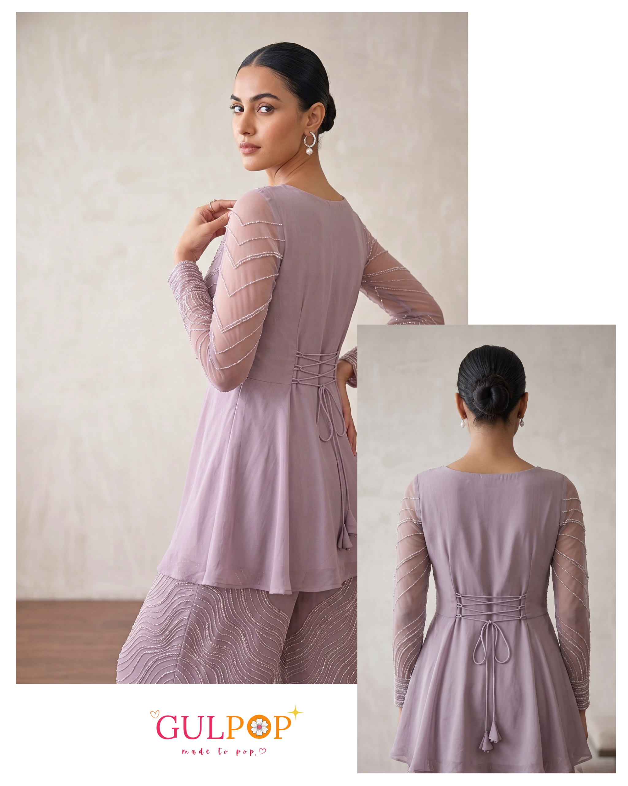 Lavender Mist Embroidered Sharara Set - Image 7
