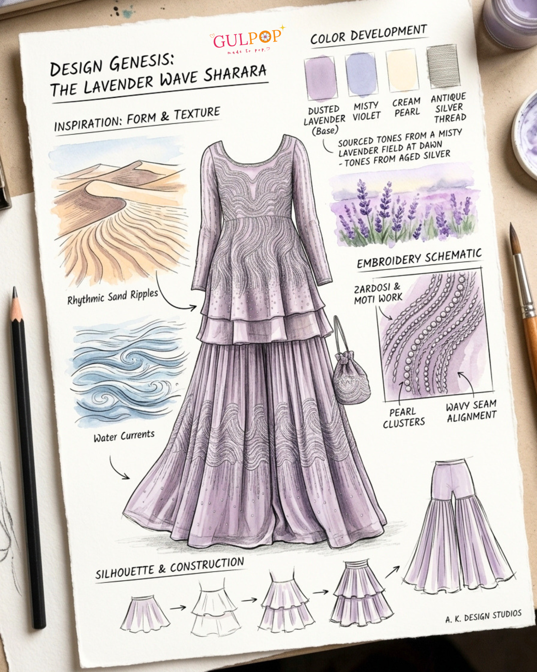 Lavender Waves Embroidered Sharara Set - Image 6