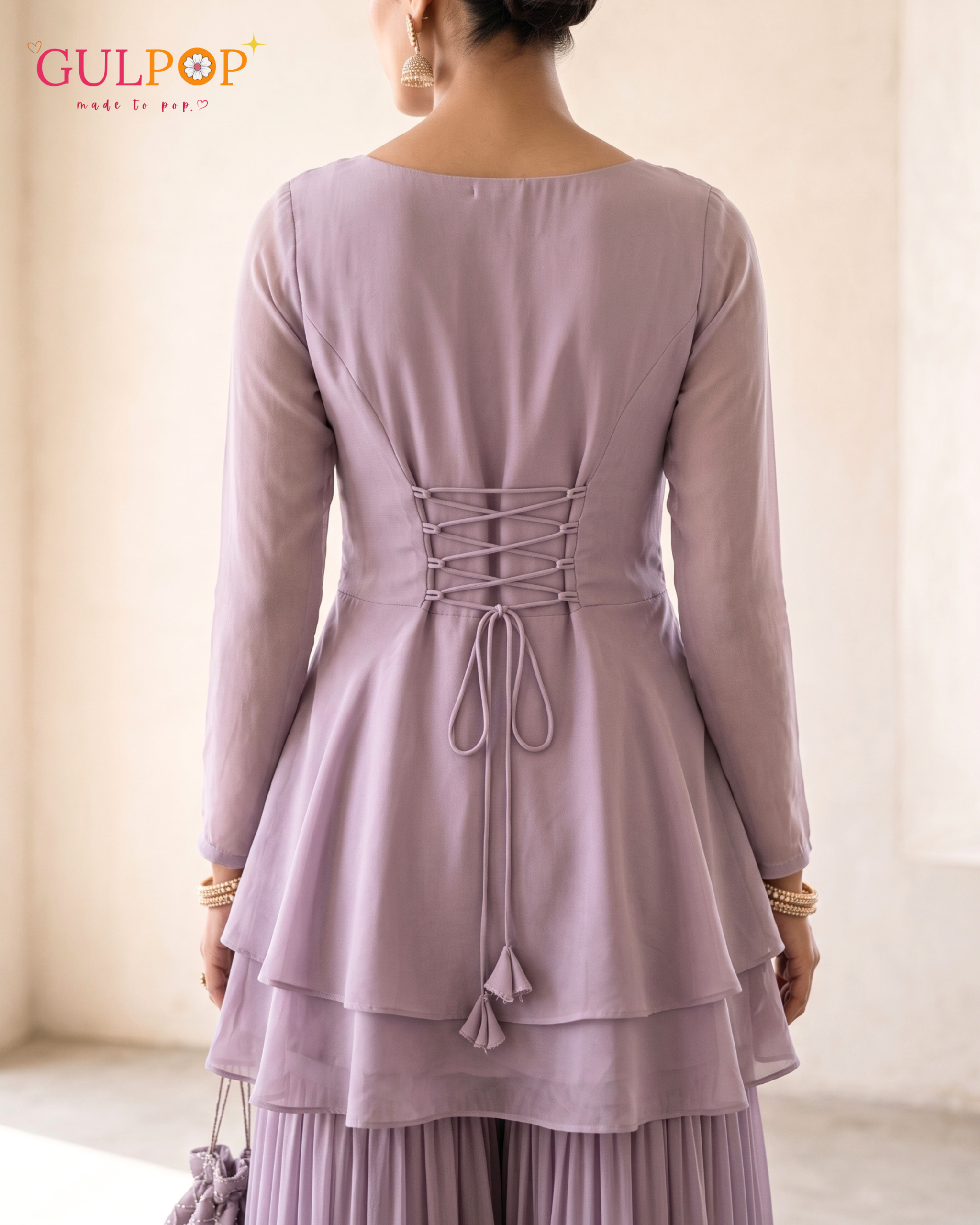Lavender Waves Embroidered Sharara Set - Image 7
