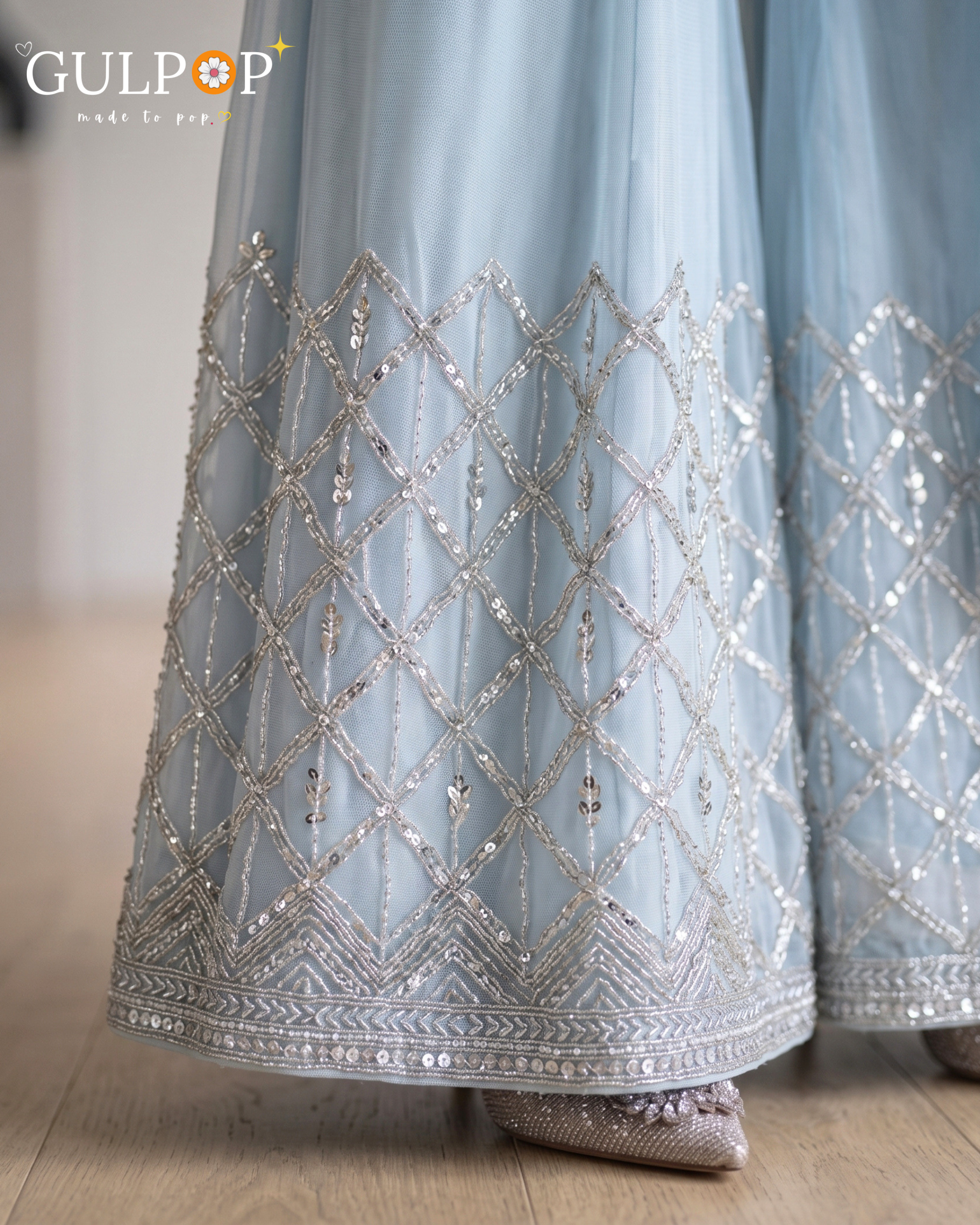 Frosted Sky Embroidered Sharara Set - Image 5