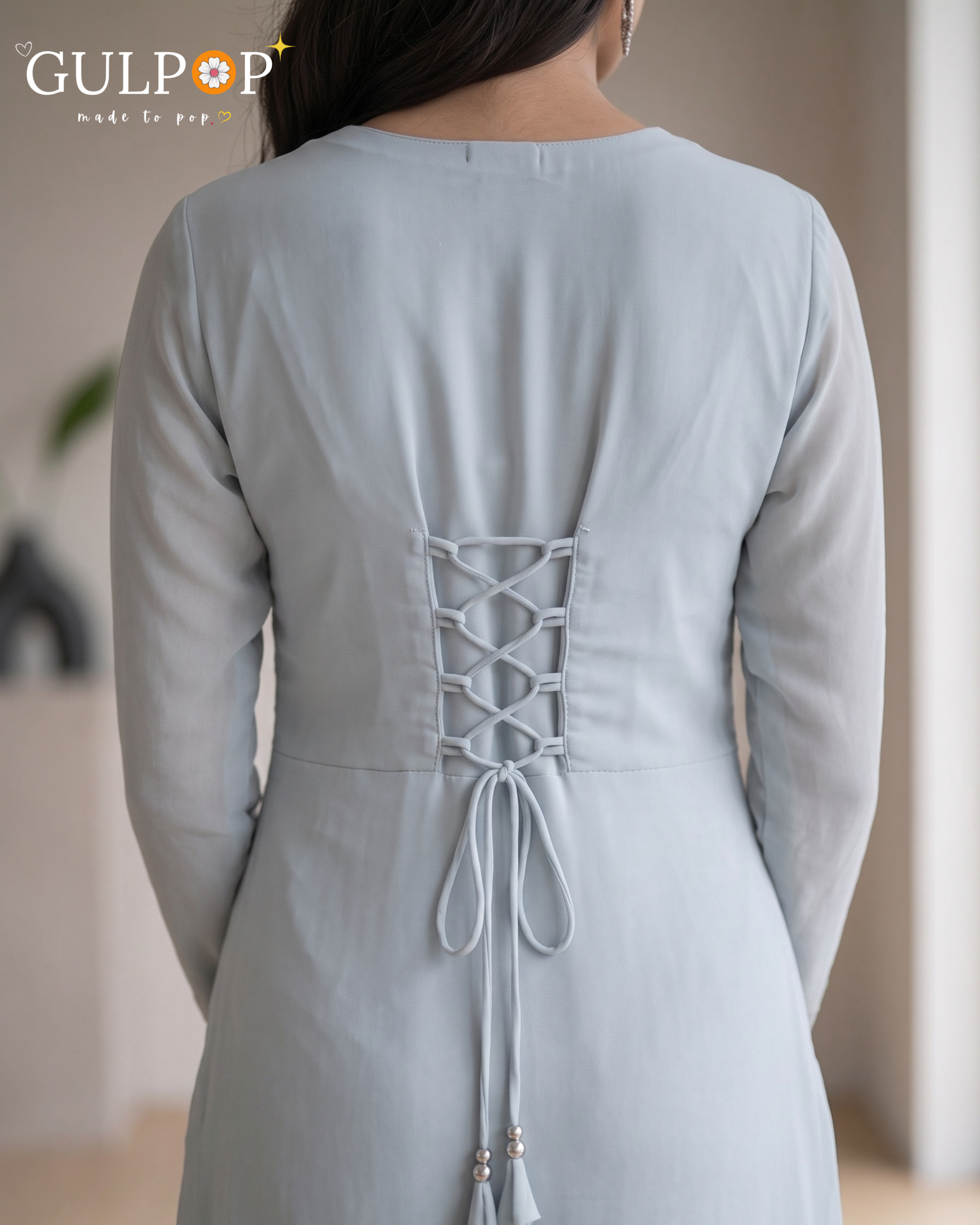 Frosted Sky Embroidered Sharara Set - Image 4